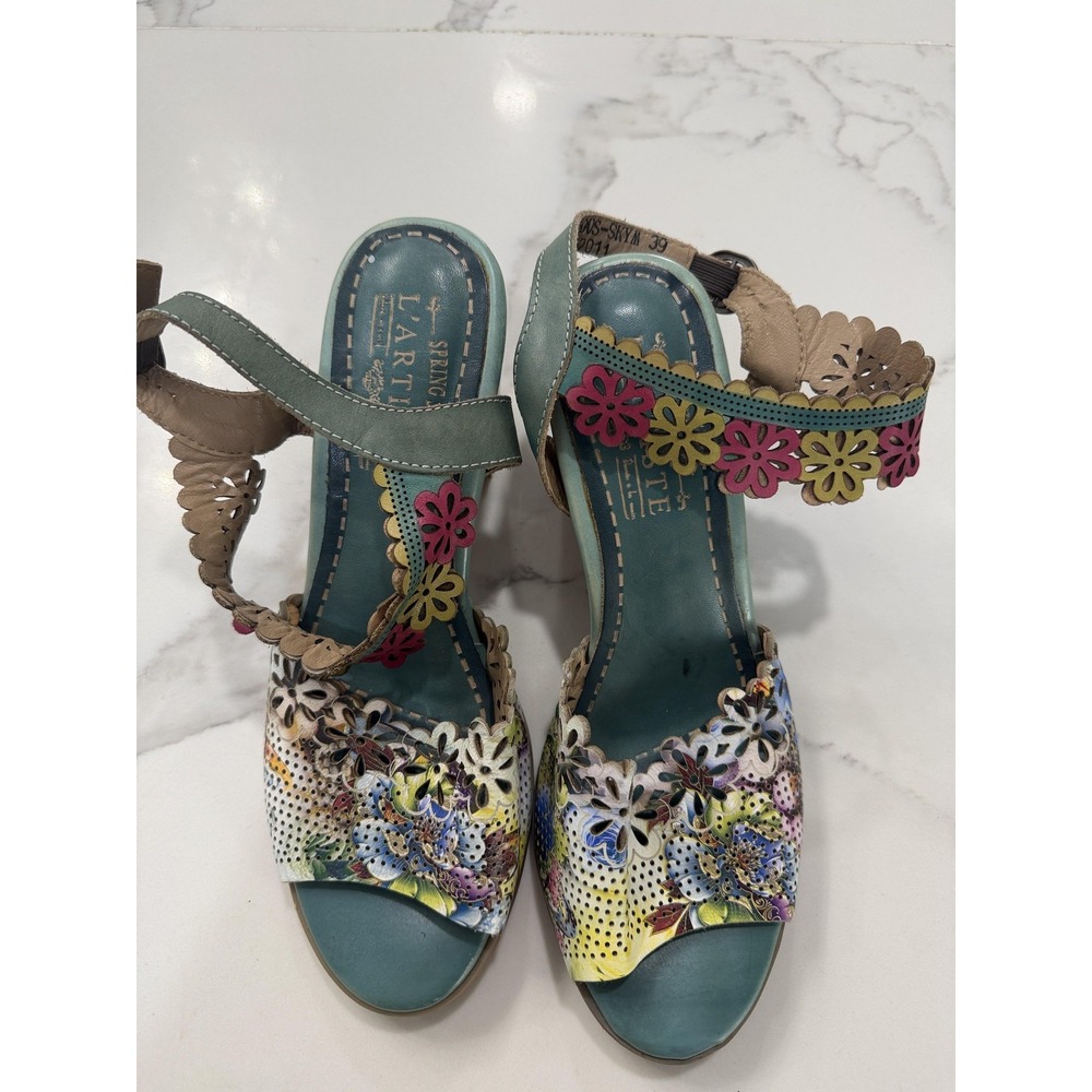 Spring Step L'Artiste Sandals Shoes Womens Size 8.5 Multicolor Floral Slingback